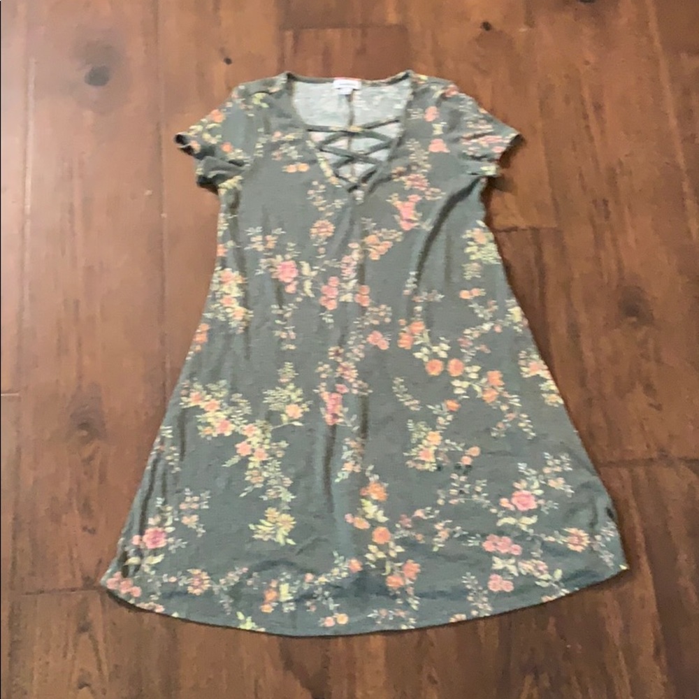 green floral dress